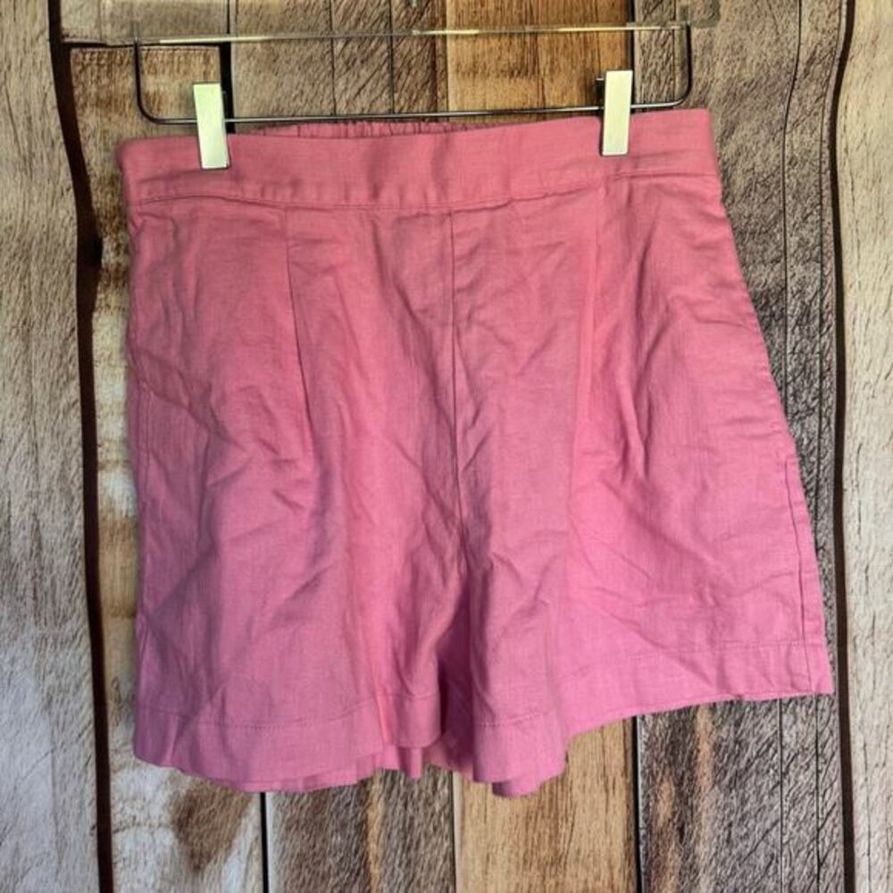 Madewell Shorts Clean Pull-On‎ in Linen-Cotton Pink Medium Summer Casual Classic